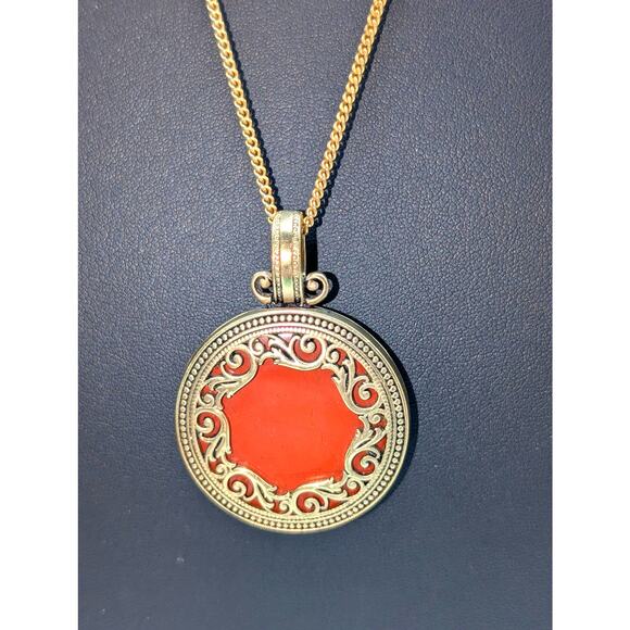 Vtg Premier Design Gold Tone Double Sided Filigree Necklace & Dangle Earring Set - Picture 3 of 7